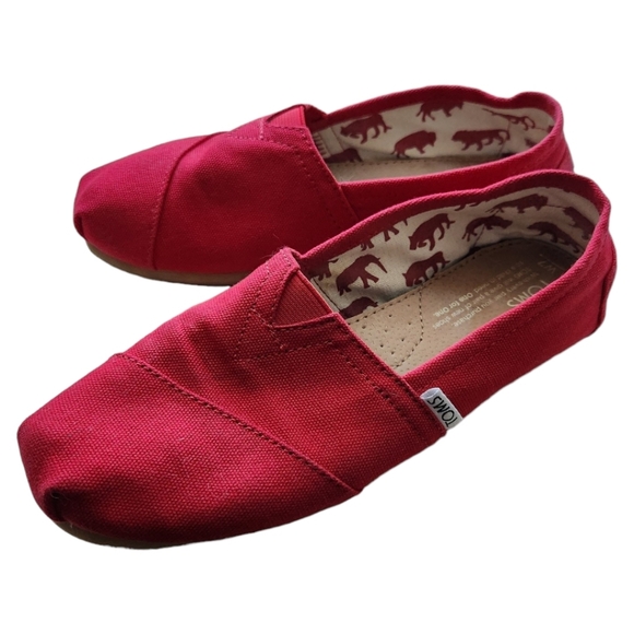 TOMS Alpargata Red Heritage Canvas Shoe Size 7 - Picture 3 of 7